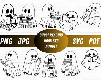Libro di lettura dei fantasmi SVG: Clipart di Halloween per Cricut, Silhouette (download digitale)