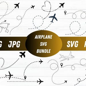 Airplane Path Bundle SVG PNG Files For Cutting Machines - Airplane Bundle SVG - Airplane Heart Bundle Svg - Love Airplane Silhouette