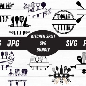 Köksmonogram med delad ram SVG: Flourish Design (digital nedladdning)
