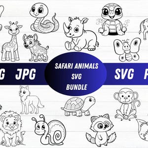 Safari Animals SVG Bundle, Safari Svg, Jungle Animals SVG Set, School Classroom label Kids, Baby Teacher, Jungle Zoo