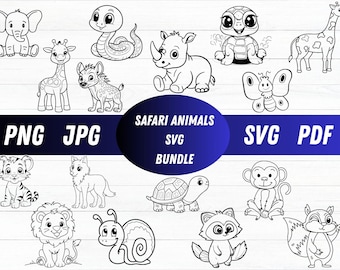 Safari Jungle Animals SVG PNG DXF Clipart Bundle | Cute Tiger, Lion ...