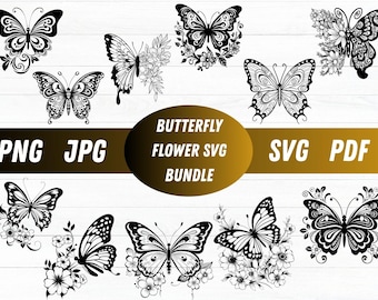 Floral Butterfly Svg,Butterfly SVG Bundle,Butterfly flower svg,Butterfly Files for Cricut Silhouette,Butterfly Png Jpg,Butterfly Clip Art