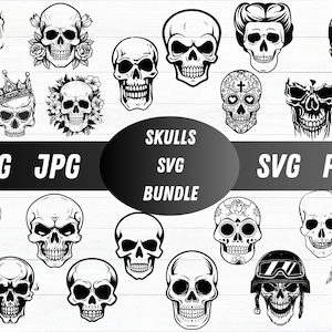 Skulls SVG Bundle, Skeleton svg Bundle, Skull Cut files for Cricut, Skull Clipart, Skull Silhouette, Skeleton svg, Skull Vector
