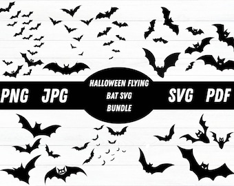 Halloween Flying Bat SVG Bundle: Spooky Bat Silhouette Cut Files (Digital Download)