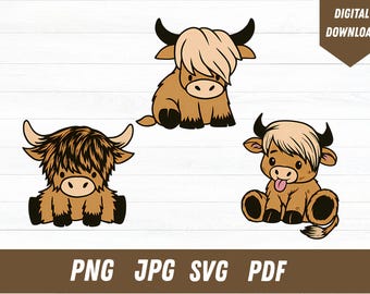 Cute Cow Svg| Highland Cow Svg| Cow Svg| Cow Head Svg| Highland Cow Cut File| Cow Skull Svg| Baby Cow Svg| Instant Download