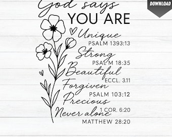 Gott sagt, du bist SVG: Inspirierende christliche Affirmationen (Digitaler Download)