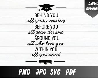 Graduation Quote SVG: Behind You Memories - Printable Party Decor (Instant Download)