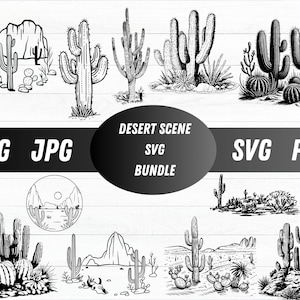 Desert Scene SVG, Desert Scene SVG Bundle, Desert Svg, Desert Landscape Clipart, Desert Scene Vector, Desert Silhouette, Desert Scene Png