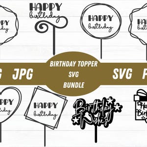 Birthday topper cake topper svg,topper svg,flower wreath frame svg, wreath cake topper svg, cake topper laser cut, circle frame svg