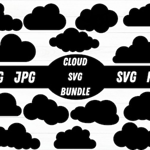 Cloud Svg Bundle, Clouds Svg, Clouds Clipart, Sky Svg, Cloud Svg Files, Weather Cloud Svg, Cloud Cut Files For Cricut, Clouds Silhouette