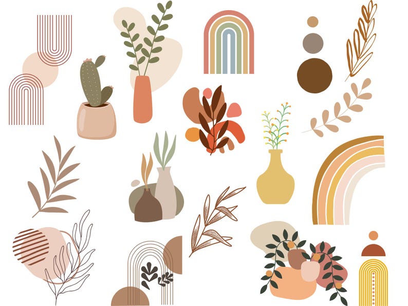 Abstract Boho Elements SVG, Boho Shapes Clipart, Graphics Bundle, Boho ...