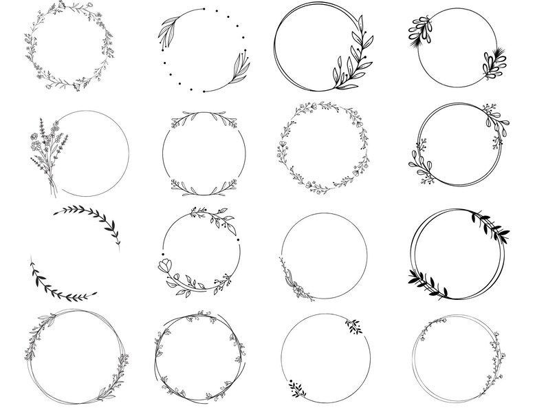 FLORAL WREATH SVG Bundle Circle Frame Svg Botanical Frame Wedding ...