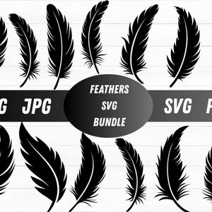 羽根 SVG バンドル、羽根 SVG、羽根 クリップアート、羽根 シルエット、トライバル 羽根 SVG、羽根 ベクター、ボヘミアン SVG