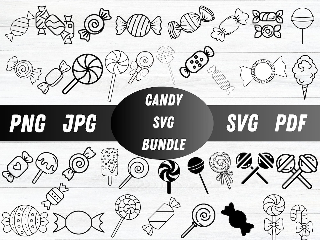 Candy SVG Bundle: Lollipop, Candy Cane Cut Files (instant Download) - Etsy