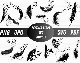 Feather Birds SVG Bundle: Flying Bird Silhouette (Digital Download)