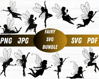 Tinkerbell SVG Bundle: Fairy Silhouette, Cricut Cut File (Digital Download