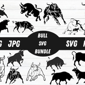 Bull SVG Bundle, Bull Silhouette Clipart, Bull Head Svg, Angry Bull Svg, Circut File, Texas Svg