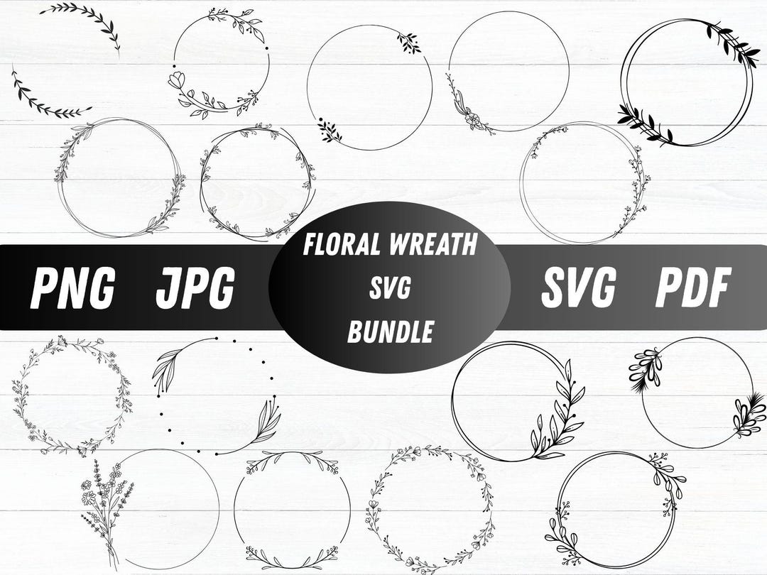 FLORAL WREATH SVG Bundle Circle Frame Svg Botanical Frame Wedding ...