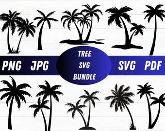 Palm Tree Svg Bundle, Palm Tree Clipart, Palm Tree Svg, Palm Tree Silhouette, Palm Tree Cut Files For Circut, Palm Tree Png, Palm Svg,Png