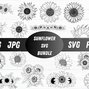 Sunflower SVG, Silhouette, T-shirt, Floral, Graphic, Digital, Instant download, Bundle, Vinyl, Vector, Cricut