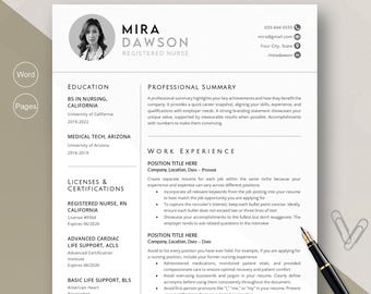 RN Resume Template Nurse, Nurse Resume Template Word and Mac Pages, Nursing Resume New Grad, CNA Resume Design Photo, Doctor Resume