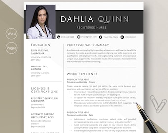 RN Resume Template Nurse, Nurse Resume Template Word, Pages, CNA Resume Design Photo, Doctor Resume, Nursing Resume New Grad