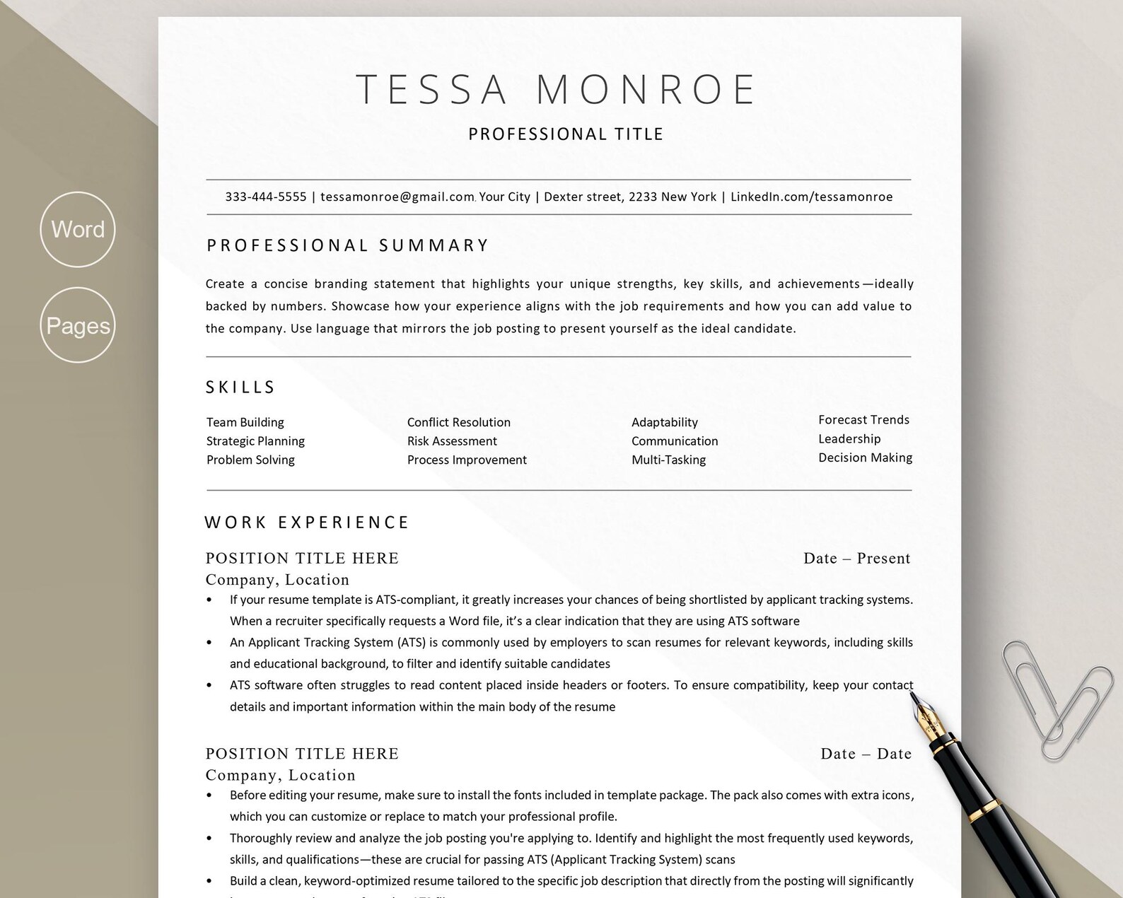 Ats Modren Cv ATS Resume Template, Ats Friendly Resume, Ats Resume Template Word ...