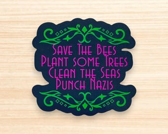 Anti-Nazi Sticker, Punch Hate, Customizable Colors