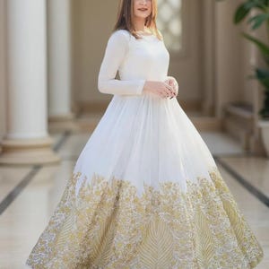 Embroidered Chiffon Maxi Dress: Pakistani Wedding Party Gown