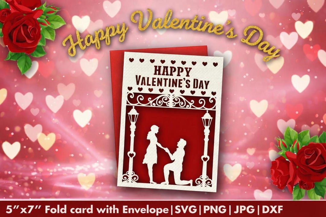 Happy Valentines Day Card Svg With Envelope, Gift for Her,instant ...