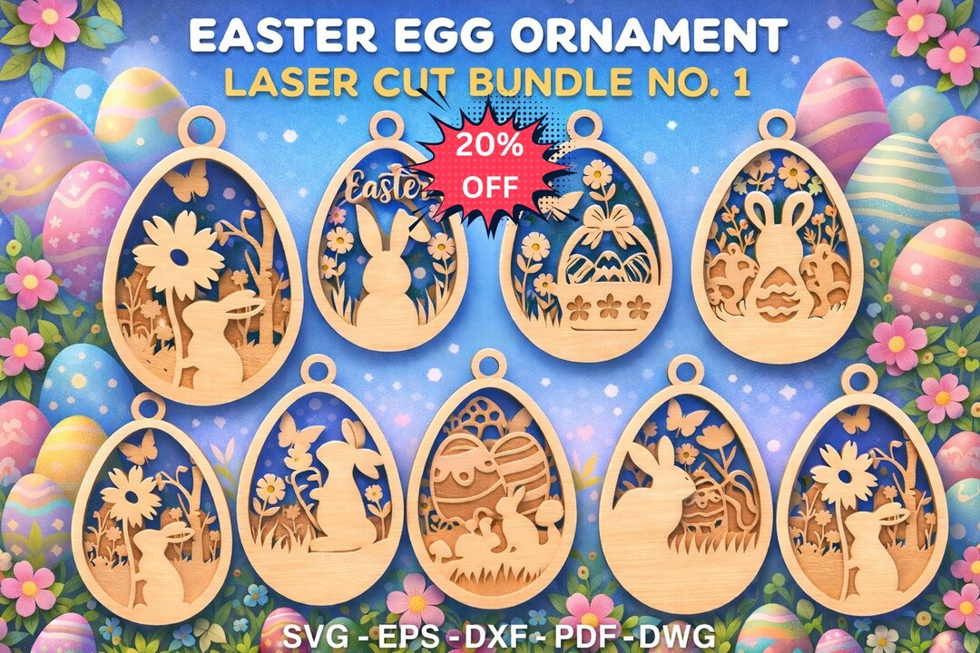 Easter Egg Ornament SVG Bundle | Laser Cut Wooden Decorations (digital ...