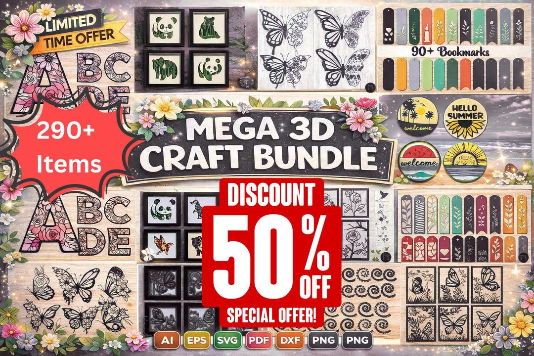 Mega 3D Craft Bundle SVG Files, 290 Layered Paper Cut Designs,instant ...