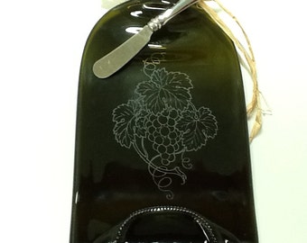 1.5L Fused Wine Bottle Cheese Tray, Grapes