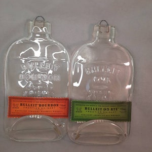 Fused Flat Bullet Liquor Bottle