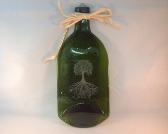 1.5L Fused Wine Bottle Cheese Tray, Tree of Life