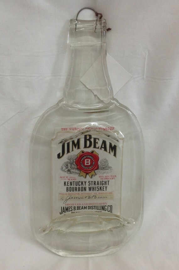 Fused Flat Jim Beam Liquor Bottle Etsy