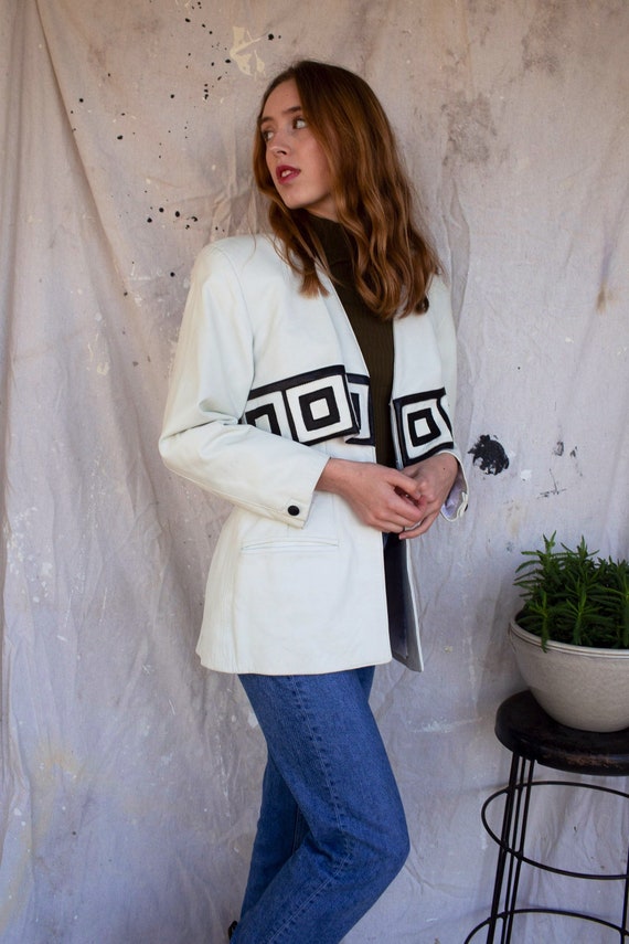 Vintage Leather Vakko Jacket. Vintage White Leathe