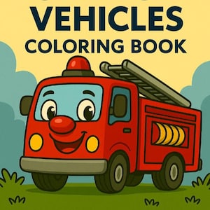 3～5歳児向け公共サービス車両の塗り絵 – 22ページ – 印刷可能なPDF – 消防車、救急車、ゴミ収集車
