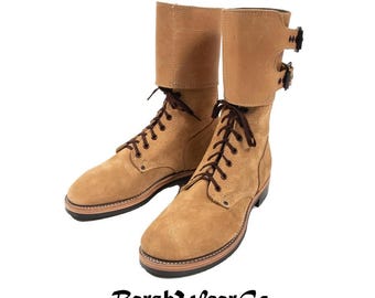 US Army Reproduction Suede Combat Boots: Double Buckle Military Style