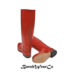 German Officer Leather Boots, Handmade Officer Riding Bronze Boots, Vintage Equestrian Knee High Boots, Historical Reenactment Leather Boots