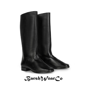 Handmade German Officer Riding Boots: Black Leather Equestrian Boots