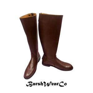 Handmade Brown Leather Officer Riding Boots | Tall Equestrian Boots | Classic Cavalry Style Boots for Men & Women | German Officer Boots men