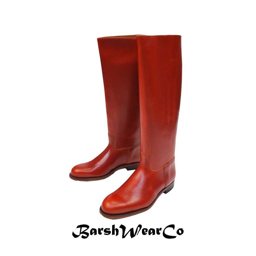 Red Color Boots For Riding Handmade Red Leather Riding Boots: Vintage Equestrian Reenactment - Etsy