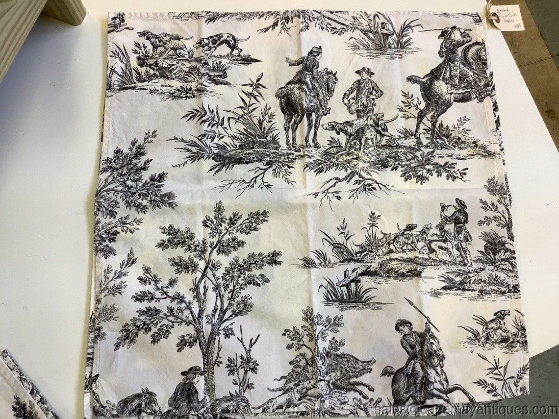 4 Black White French Toile Napkins Maison du Linge Duchatel Etsy