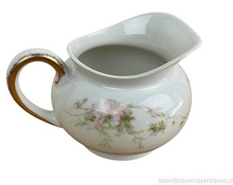 Antique GDA France CH Field Haviland Limoges Creamer Pink Floral Gold Trim