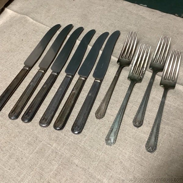 6 Dinner Knives 4 Forks National Silver Company Pattern Name Twelve