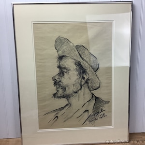 Francisco Castillo Drawing Art Male Portrait 1994 Signed Charcoal Pencil Sancho