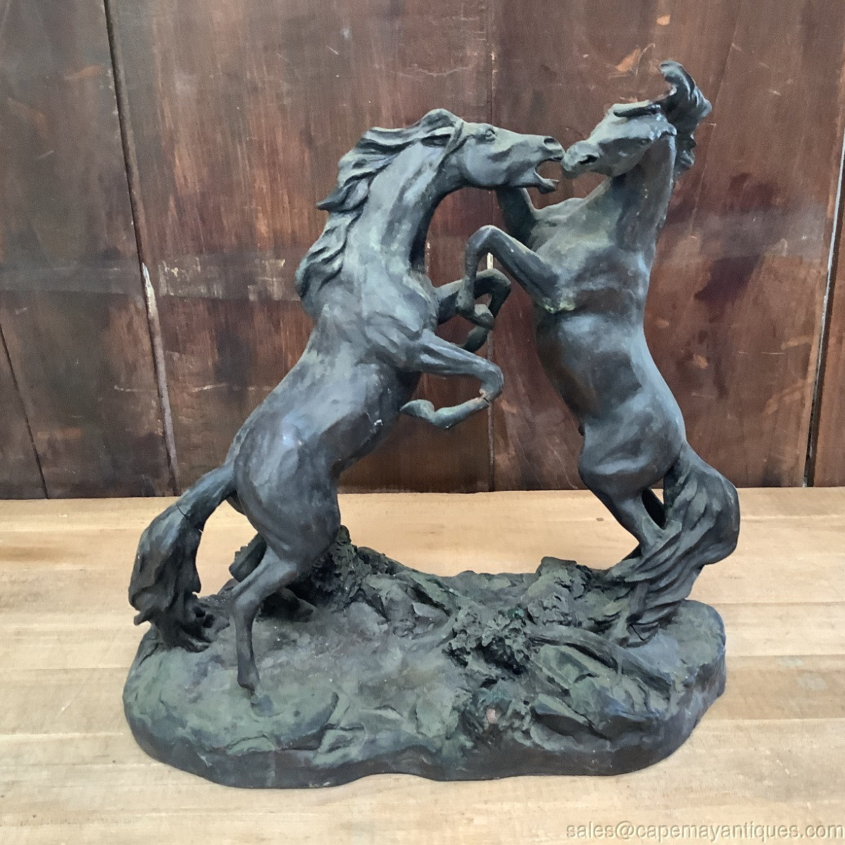 Langford Monroe Challenging Stallions Franklin Gallery VTG Bronze
