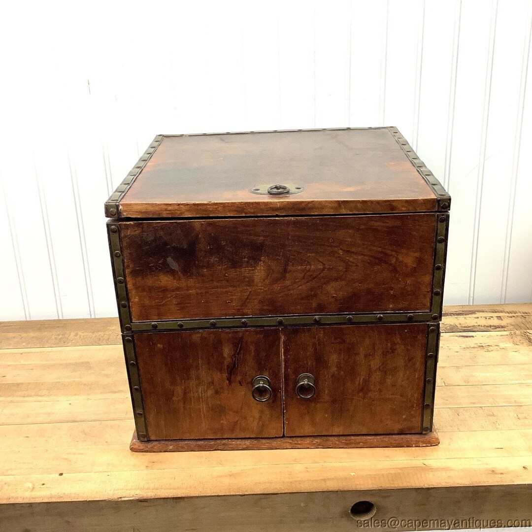 Foreside Box Wood Storage Box Flip Top Lid Double Front Doors Foreside India Brass ...