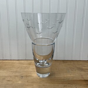 Vintage Mikasa Platinum Crystal Vase Etched Wings Bird Flock Rare Elegant